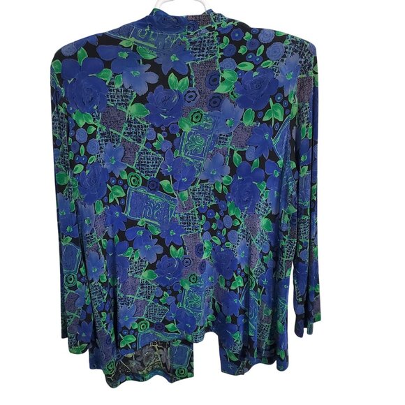 Vikki Vi Ve Ve Collection Sz 1X Jacket Open Cardigan Slinky Stretch Floral Print - Picture 3 of 8